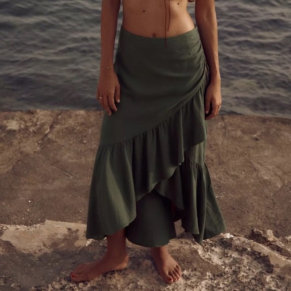 Zara linen blend ruffle midi skirt - Picture 8 of 8